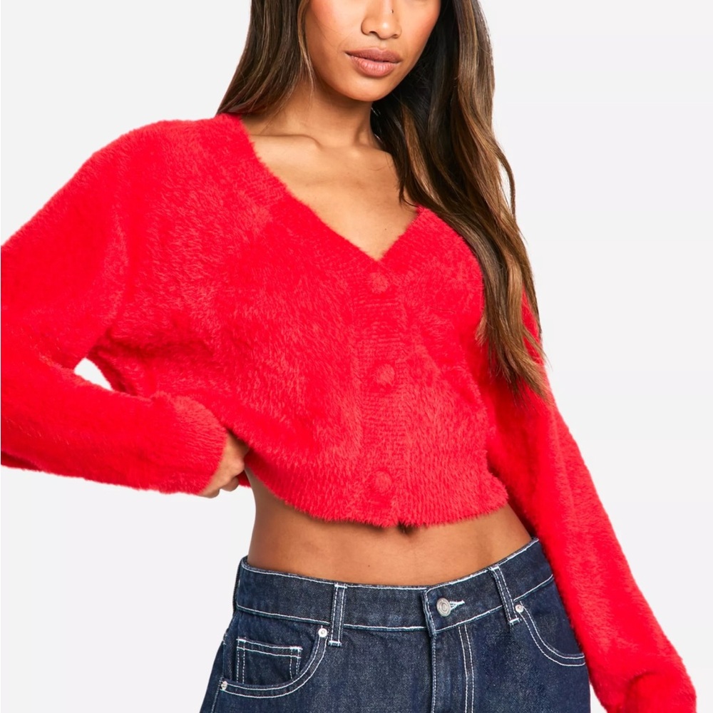 Boohoo Fluffy Knit Cardigan